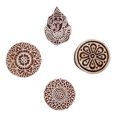 Set of 4 Piece New Mix Wooden Printing Blocks